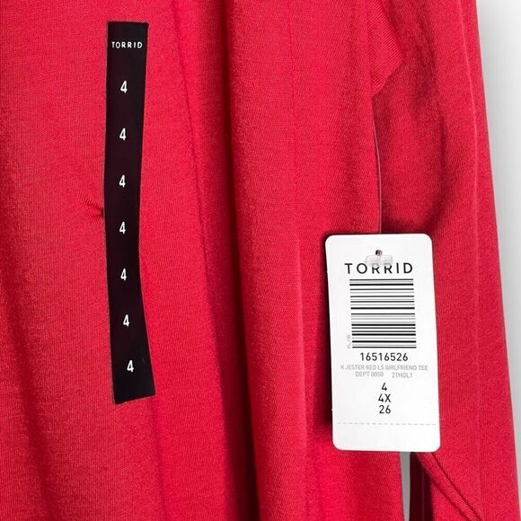 Torrid Red Girlfriend Signature Vneck Long Slv Tee Shirt Womens Plus Size 4X NWT - Picture 9 of 10